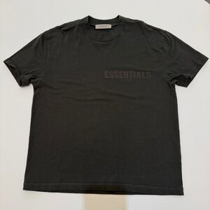 Fear of God Essentials Logo Charcoal Cotton T-Shirt Mens Medium